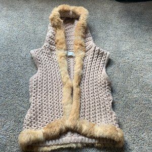 Liz Claiborne Sweater Vest with Rabbit Fur Trim